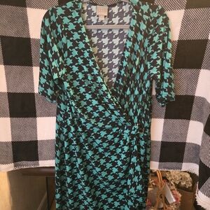 Rabbit Rabbit Rabbit Teal and Black Houndstooth Midi Dress